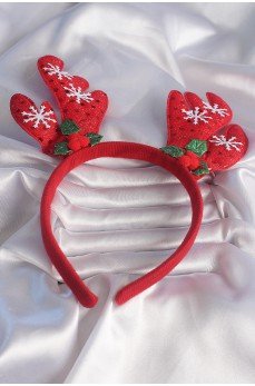 Yılbaşı Temalı Kar Tanesi İşleme Detay Geyik Boynuzu Figürlü Taç Yılbaşı Temalı Kar Tanesi İşleme Detay Geyik Boynuzu Figürlü Taç