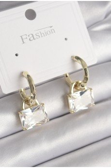 Pirinç Gold Renk Sallantı Zirkon Taşlı Çanta Model Kadın Küpe