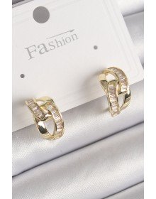 Pirinç Gold Renk Zirkon Taşlı Zincir Model Kadın Küpe