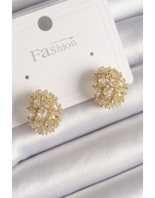 Pirinç Gold Renk Zirkon Taşlı Kadın Küpe