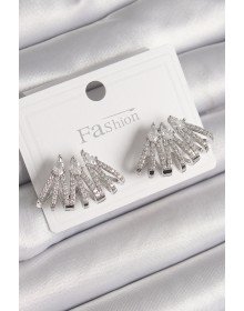 Pirinç Gümüş Renk Zirkon Taşlı Deniz Kabuğu Model Kadın Küpe