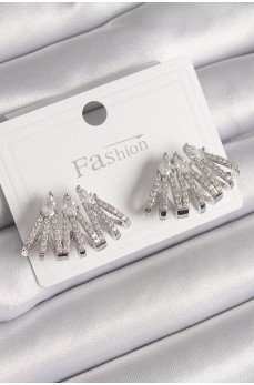 Pirinç Gümüş Renk Zirkon Taşlı Deniz Kabuğu Model Kadın Küpe