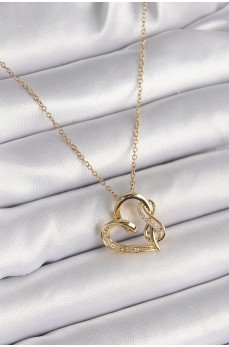 316L Çelik Gold Renk Zincir Zirkon Taş Detaylı Kalp Model Sonsuzluk Detay Kadın Kolye