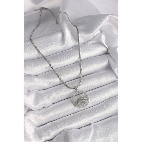 316L Çelik Gümüş Renk İtalyan Zincir Zirkon Taşlı Göz Model Kadın Kolye 316L Çelik Gümüş Renk İtalyan Zincir Zirkon Taşlı Göz Model Kadın Kolye