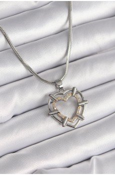 316L Çelik Gümüş Renk İtalyan Zincir Mix Renk Zirkon Taş Detay Kalp Model Kadın Kolye