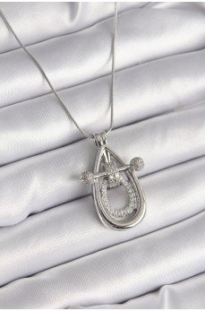 316L Çelik Gümüş Renk Zirkon Taşlı Damla Model Kadın Kolye
