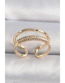 Pirinç Gold Renk Zirkon Taşlı Kadın Yüzük