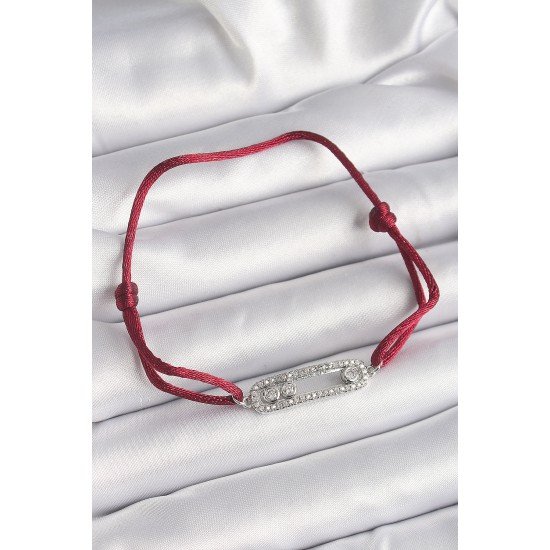 Kırmızı İpli Asansörlü Zirkon Taşlı Gümüş Messika Model Kadın Bileklik Kırmızı İpli Asansörlü Zirkon Taşlı Gümüş Messika Model Kadın Bileklik