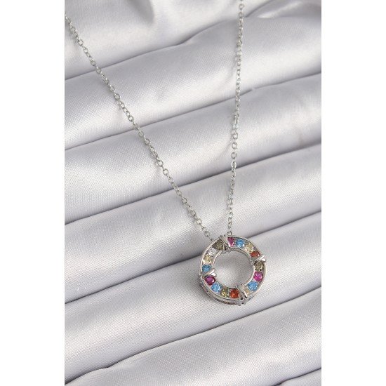 316L Çelik Gümüş Renk Zincir Renkli Zirkon Taşlı Xoxo Model Kadın Kolye 316L Çelik Gümüş Renk Zincir Renkli Zirkon Taşlı Xoxo Model Kadın Kolye