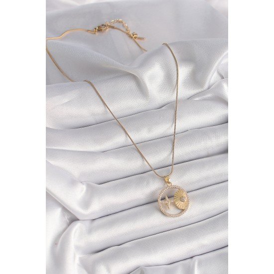 316L Çelik Gold Renk Zincir Zirkon Taşlı Yıldız İşleme Madalyon Model Kadın Kolye 316L Çelik Gold Renk Zincir Zirkon Taşlı Yıldız İşleme Madalyon Model Kadın Kolye