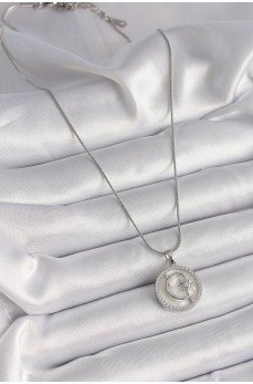 316L Çelik Gümüş Renk Zincir Zirkon Taş Detaylı Beyaz Sedefli Ay Yıldız İşleme Kadın Kolye 316L Çelik Gümüş Renk Zincir Zirkon Taş Detaylı Beyaz Sedefli Ay Yıldız İşleme Kadın Kolye