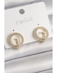 Pirinç Gold Renk Zirkon Taşlı Halka Model Kadın Küpe