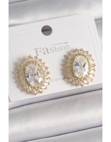 Pirinç Gold Renk Zirkon Taşlı Kadın Küpe