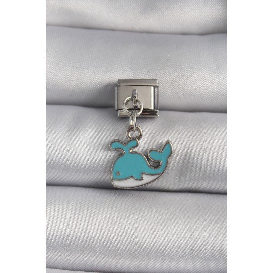 316L Çelik Gümüş Renk Sallantı Mavi Balina Model Nomination Charm 316L Çelik Gümüş Renk Sallantı Mavi Balina Model Nomination Charm
