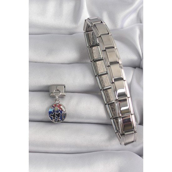 316L Çelik Gümüş Renk Sallantı Dünya Model Nomination Charm 316L Çelik Gümüş Renk Sallantı Dünya Model Nomination Charm