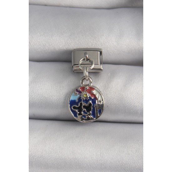 316L Çelik Gümüş Renk Sallantı Dünya Model Nomination Charm 316L Çelik Gümüş Renk Sallantı Dünya Model Nomination Charm