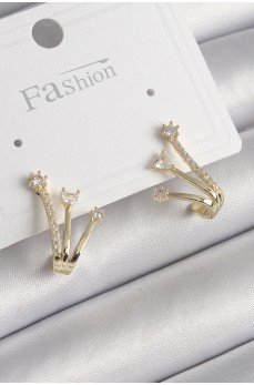 Pirinç Gold Renk Zirkon Taşlı Kadın Küpe