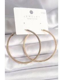 Pirinç Gold Renk Zirkon Taşlı Halka Model Kadın Küpe