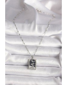 316L Çelik Gümüş Renk Zirkon Taşlı  Ay Figürlü Taror Model Kadın Kolye