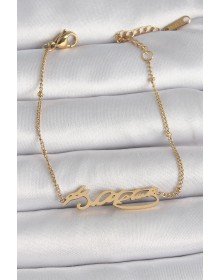 316L Çelik Gold Renk Atatürk İmza Model Kadın Bileklik