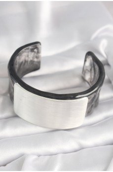 Siyah Mermer Desen Akrilik Plastik Dikdörtgen Plaka Model Vintage Kadın Bilezik