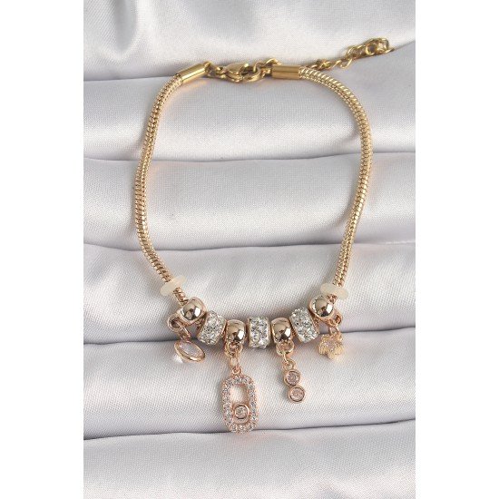 Pirinç Gold Renk Zincir Sallantı Zirkon Taşlı Messika Figür Yıldız Detay Kadın Bileklik Pirinç Gold Renk Zincir Sallantı Zirkon Taşlı Messika Figür Yıldız Detay Kadın Bileklik