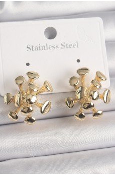 Pirinç Gold Renk Virüs Figür Model Kadın Küpe