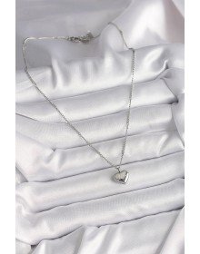 316L Çelik Gümüş Renk Zincir Love İşleme Kalp Figür Kadın Kolye