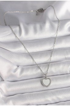 316L Çelik Gümüş Renk Zincir Zirkon Taşlı Beyaz Mineli Kalp Model Kadın Kolye 316L Çelik Gümüş Renk Zincir Zirkon Taşlı Beyaz Mineli Kalp Model Kadın Kolye