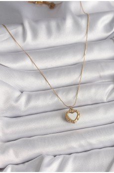 316L Çelik Gold Renk Zincir Sedefli Kalp Model Kadın Kolye 316L Çelik Gold Renk Zincir Sedefli Kalp Model Kadın Kolye