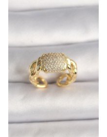 Pirinç Gold Renk Ayarlanabilir Zirkon Taşlı Kadın Yüzük
