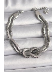 316L Çelik Gümüş Renk Düğüm Model Kadın Bileklik