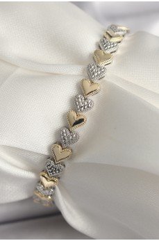 Pirinç Mix Renk Zirkon Taşlı Kalp Model VIP Seri Kadın Bileklik