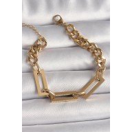 316L Çelik Gold Renk 2'Li Zincir Model Kadın Bileklik