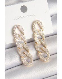 Pirinç Gold Renk Zirkon Taşlı Zincir Model Kadın Küpe