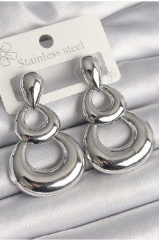 Pirinç Gümüş Renk Damla Detay Sallantı Halka Model Kadın Küpe Pirinç Gümüş Renk Damla Detay Sallantı Halka Model Kadın Küpe