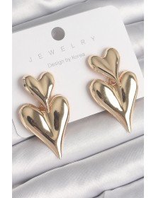 Pirinç Gold Renk Sallantı Kalp Model Kadın Küpe