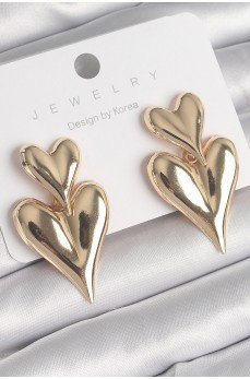 Pirinç Gold Renk Sallantı Kalp Model Kadın Küpe