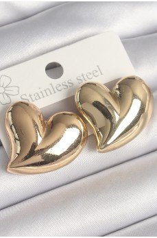 Pirinç Gold Renk Bomba Kalp Model Kadın Küpe