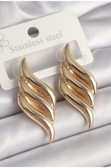 Pirinç Gold Renk 3 Sıra Dalga Model Kadın Küpe