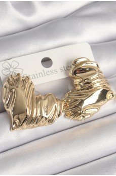 Pirinç Gold Renk İşlemeli Kalp Model Kadın Küpe