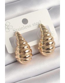 Pirinç Gold Renk İşlemeli Damla Model Kadın Küpe