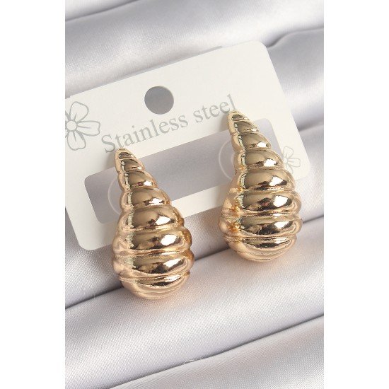 Pirinç Gold Renk İşlemeli Damla Model Kadın Küpe Pirinç Gold Renk İşlemeli Damla Model Kadın Küpe