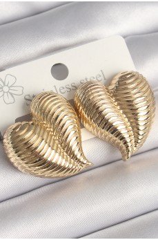 Pirinç Gold Renk İşlemeli Bomba Kalp Model Kadın Küpe