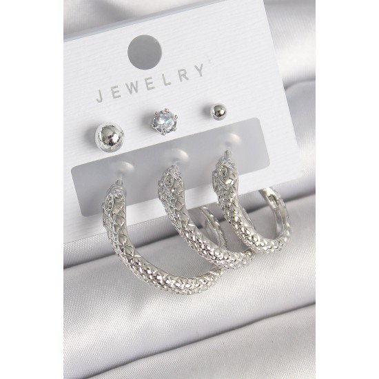 Pirinç Gold Renk Zirkon Taş Detaylı Halka Yılan Model Kadın Küpe Seti Pirinç Gold Renk Zirkon Taş Detaylı Halka Yılan Model Kadın Küpe Seti