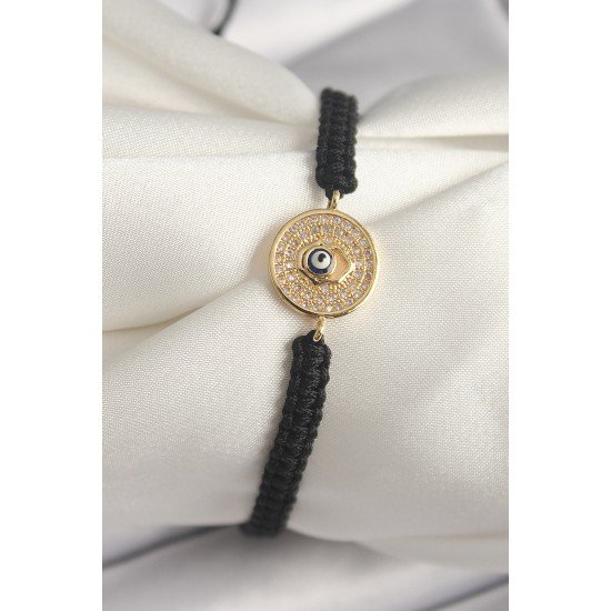 Pirinç Gold Renk Zirkon Taşlı Nazar Boncuk İşleme Makrome Asansörlü Model Kadın Bileklik Pirinç Gold Renk Zirkon Taşlı Nazar Boncuk İşleme Makrome Asansörlü Model Kadın Bileklik