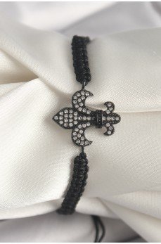 Pirinç Siyah Renk Zirkon Taşlı Zambak Figür Asansörlü Makrome Model Kadın Bileklik Pirinç Siyah Renk Zirkon Taşlı Zambak Figür Asansörlü Makrome Model Kadın Bileklik