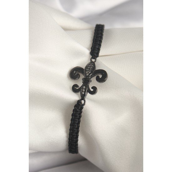 Pirinç Siyah Renk Zirkon Taş İşlemeli Zambak Figür Asansörlü Makrome Model Kadın Bileklik Pirinç Siyah Renk Zirkon Taş İşlemeli Zambak Figür Asansörlü Makrome Model Kadın Bileklik