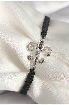 Pirinç Gümüş Renk Zirkon Taş İşlemeli Zambak Model Asansörlü Makrome Model Kadın Bileklik