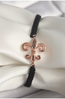 Pirinç Rose Renk Zirkon Taş İşlemeli Zambak Figür Asansörlü Makrome Model Kadın Bileklik